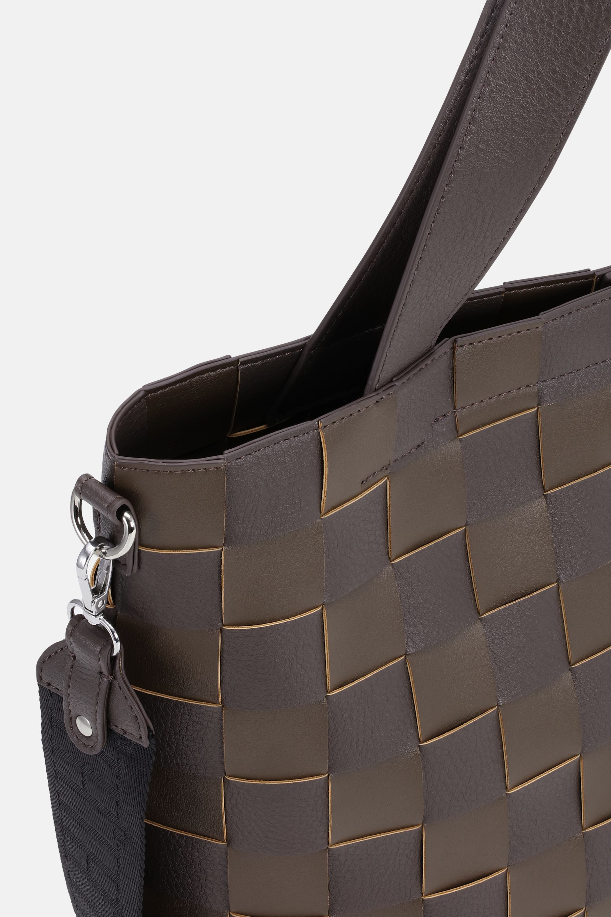 Braided Cross-Body Shopper - Chocolate Brown